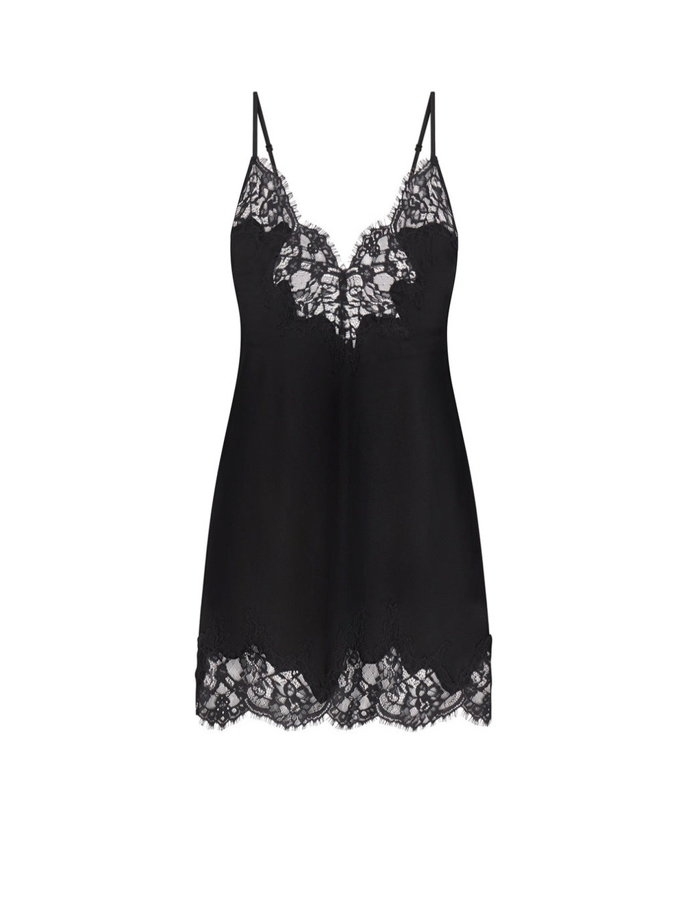 Skims Silk Lace Mini Slip Dress Onyx Size Medium NWT $198 MSRP